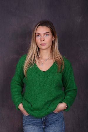Pull col v mohair